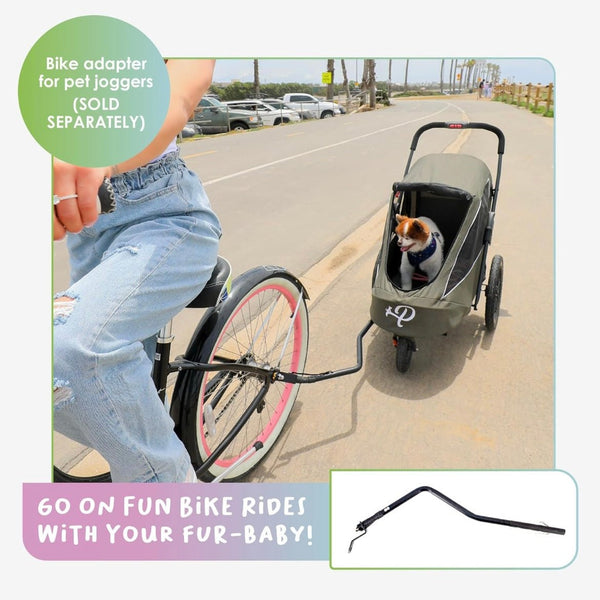 Petique Breeze Pet Jogger Stroller incl. Free Rain Cover & Bike Adapter-Pet Strollers-Petique- Silver Circle Pets