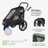 Petique Breeze Pet Jogger Stroller incl. Free Rain Cover & Bike Adapter-Pet Strollers-Petique- Silver Circle Pets