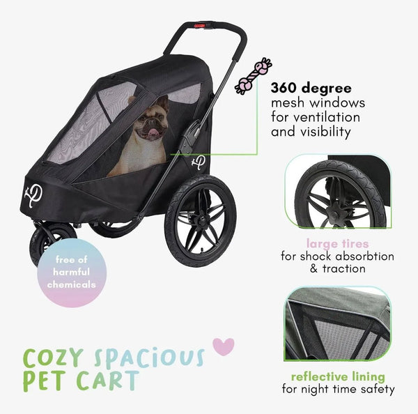 Petique Breeze Pet Jogger Stroller incl. Free Rain Cover & Bike Adapter-Pet Strollers-Petique- Silver Circle Pets