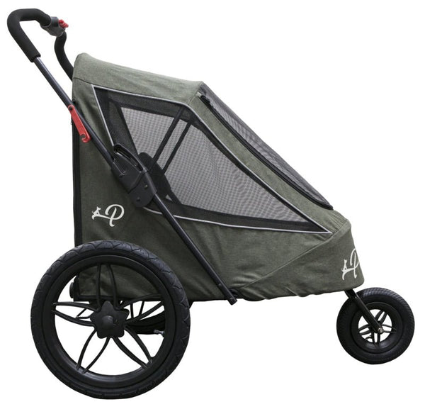 Petique Breeze Pet Jogger Stroller incl. Free Rain Cover & Bike Adapter-Pet Strollers-Petique- Silver Circle Pets