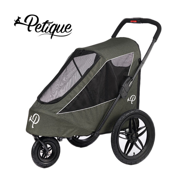 Petique Breeze Pet Jogger Stroller incl. Free Rain Cover & Bike Adapter-Pet Strollers-Petique- Silver Circle Pets