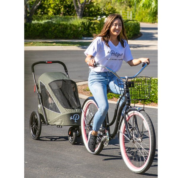 Petique Breeze Pet Jogger Stroller incl. Free Rain Cover & Bike Adapter-Pet Strollers-Petique- Silver Circle Pets