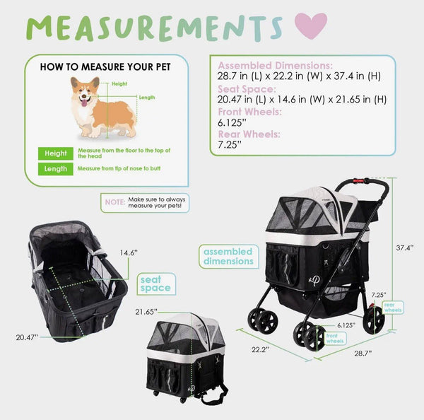Petique Dynamic 4-in-1 Pet Stroller Travel System-Pet Strollers-Petique- Silver Circle Pets