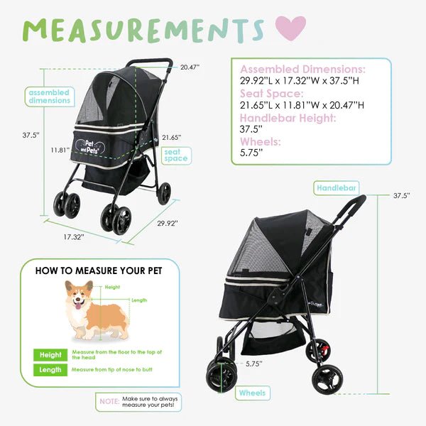 Petique Rollin' Pet Stroller-Pet Strollers-Petique- Silver Circle Pets