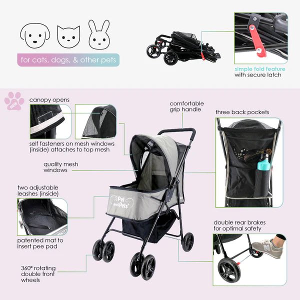 Petique Rollin' Pet Stroller-Pet Strollers-Petique- Silver Circle Pets