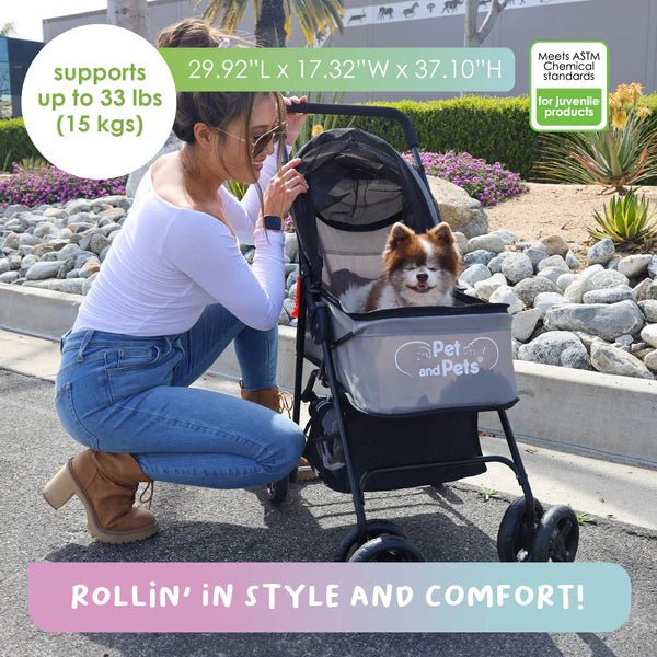 Petique Rollin' Pet Stroller-Pet Strollers-Petique- Silver Circle Pets