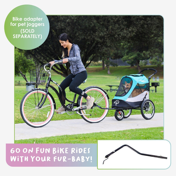 Petique Trailblazer Pet Stroller & Dog Bike Trailer incl. Free Rain Cover + Tow Bar-Pet Strollers-Petique- Silver Circle Pets