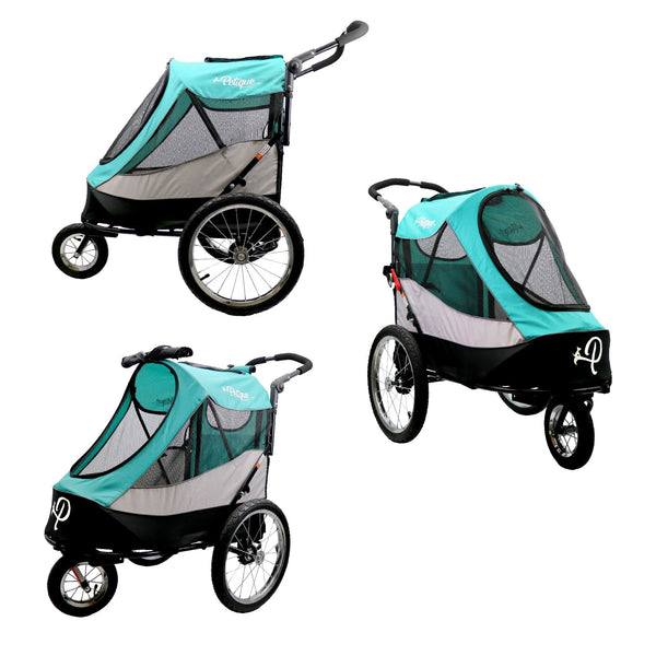 Petique Trailblazer Pet Stroller & Dog Bike Trailer incl. Free Rain Cover + Tow Bar-Pet Strollers-Petique- Silver Circle Pets