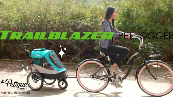 Petique Trailblazer Pet Stroller & Dog Bike Trailer incl. Free Rain Cover + Tow Bar-Pet Strollers-Petique- Silver Circle Pets