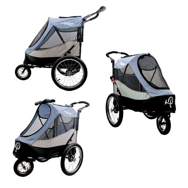 Petique Trailblazer Pet Stroller & Dog Bike Trailer incl. Free Rain Cover + Tow Bar-Pet Strollers-Petique- Silver Circle Pets