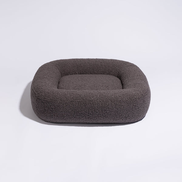 PillowVilla Bouclé Dog Bed PEBBLE-Dog Bed-PillowVilla- Silver Circle Pets
