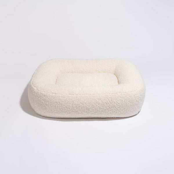 PillowVilla Bouclé Dog Bed PEBBLE-Dog Bed-PillowVilla- Silver Circle Pets