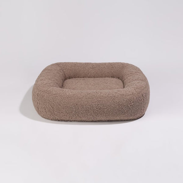 PillowVilla Bouclé Dog Bed PEBBLE-Dog Bed-PillowVilla- Silver Circle Pets