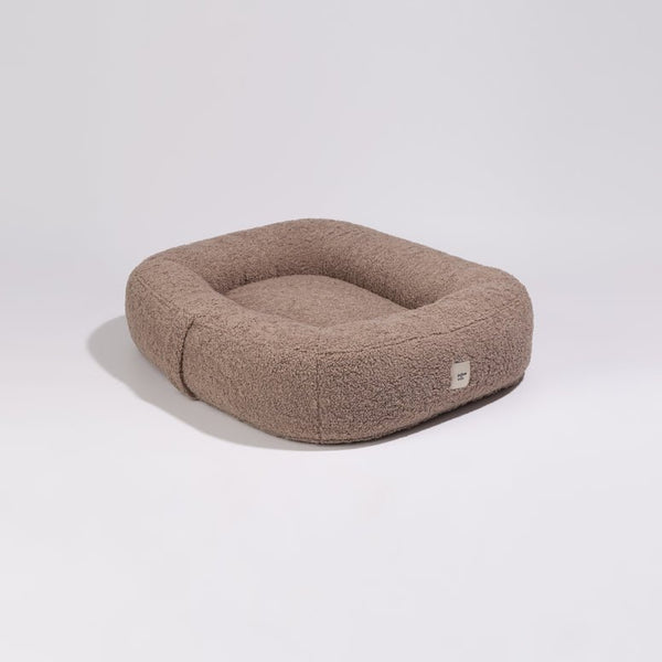 PillowVilla Bouclé Dog Bed PEBBLE-Dog Bed-PillowVilla- Silver Circle Pets