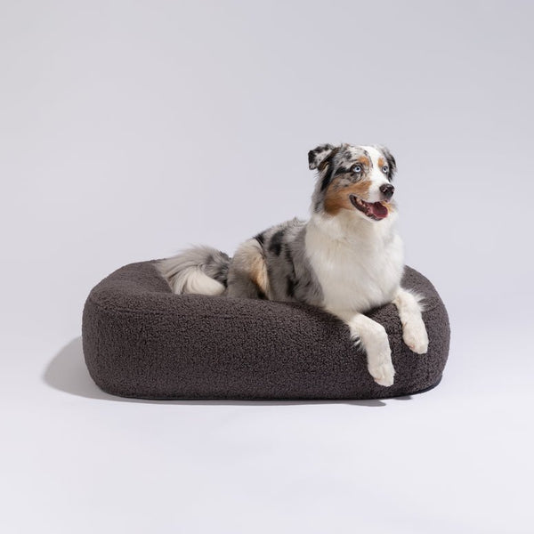 PillowVilla Bouclé Dog Bed PEBBLE-Dog Bed-PillowVilla- Silver Circle Pets