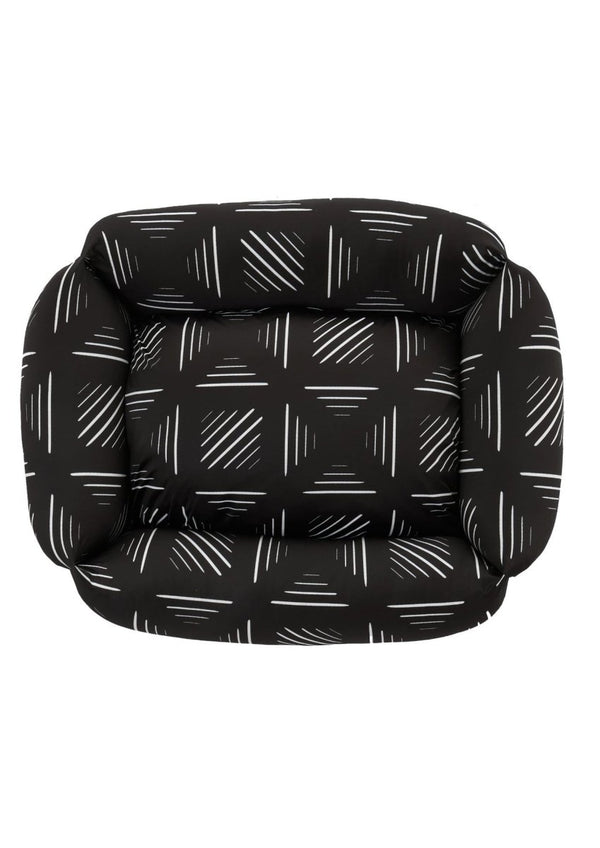 Settle Monochrome Bolster Dog Bed | Eco-Friendly | Hypoallergenic-Dog Beds-Settle- Silver Circle Pets