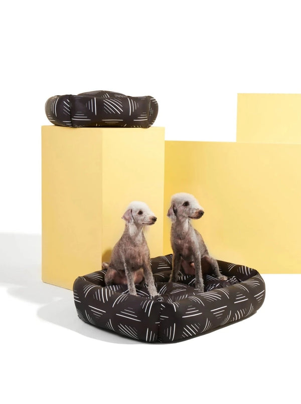 Settle Monochrome Bolster Dog Bed | Eco-Friendly | Hypoallergenic-Dog Beds-Settle- Silver Circle Pets