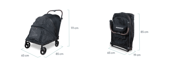 WonderFold Hudson Pet Stroller | with FlatFold™ Technology-Pet Strollers-WonderFold- Silver Circle Pets