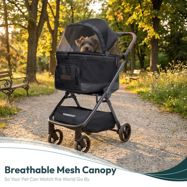 WonderFold P20 Bella Pet Stroller | AutoFold™ Technology-Pet Strollers-WonderFold- Silver Circle Pets