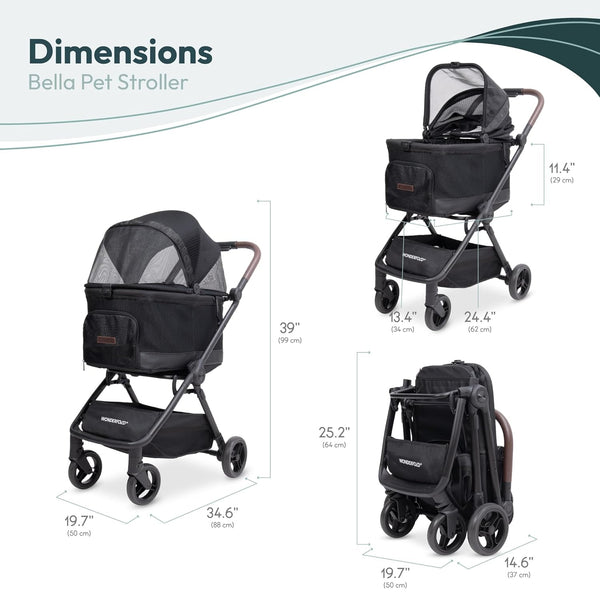 WonderFold P20 Bella Pet Stroller | AutoFold™ Technology-Pet Strollers-WonderFold- Silver Circle Pets