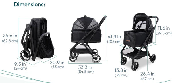 WonderFold P3 3-in-1 Pet Stroller Travel System